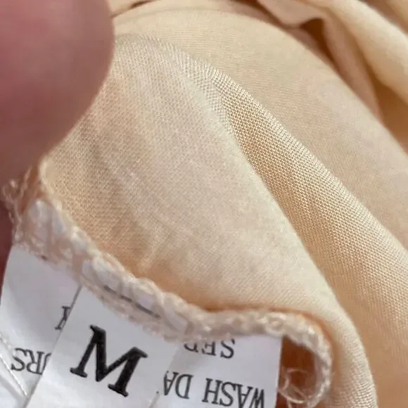 Pale Peach Pink Strapless Tie Neck Lace Dress Feminine Boho Fairy Women Medium - Picture 6 of 8